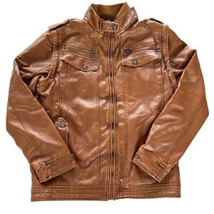 VTG D&G Dolce & Gabbana Faux Leather Moto Jacket/Vest 3XL Brown Sherpa Lined